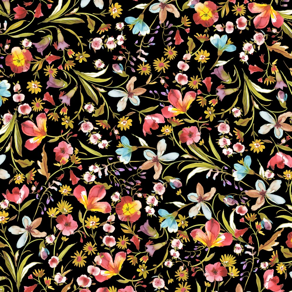 Image de Bouquet Noir - Viscose Jersey 1/2 m