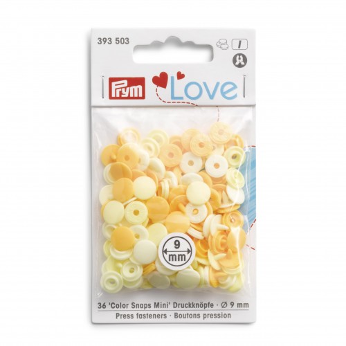 Image de PRYM Love Boutons pression « Color Snaps Mini » optique couture jaune 9mm