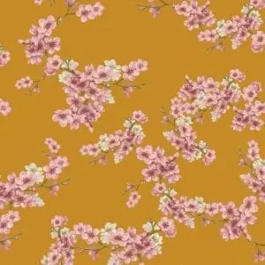 Image de Fleurs Blossom Jaune - French Terry imprimé biologique (GOTS)