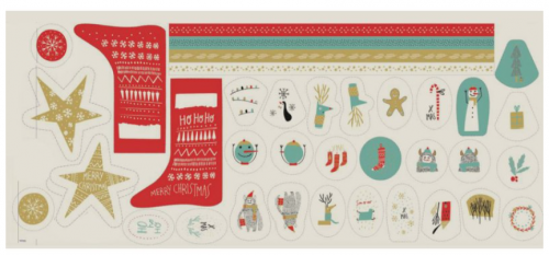 Image de KATIA FABRICS Panneau Canevas avec Bas de Noël et décorations OEKO-TEX