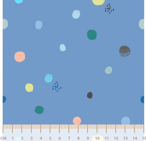 Image de KATIA FABRICS Soft Shell Pois multicolores sur fond bleu