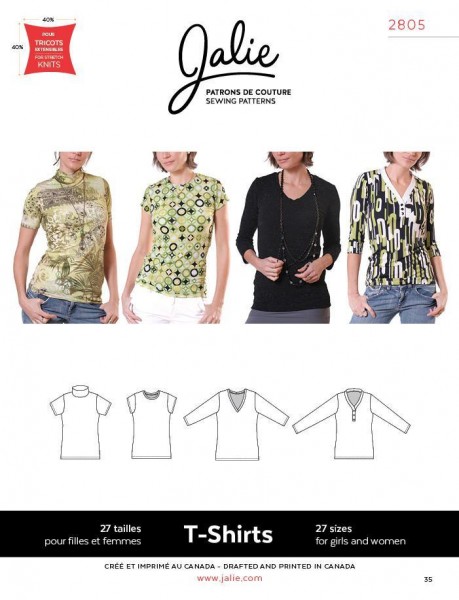 Image de Patron Jalie 2805 T-shirts pour femmes et filles