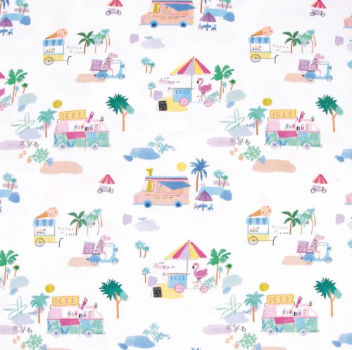 Image de KATIA FABRICS Jersey Camion Cr&egrave;me Glac&eacute; et ses amis OEKO-TEX
