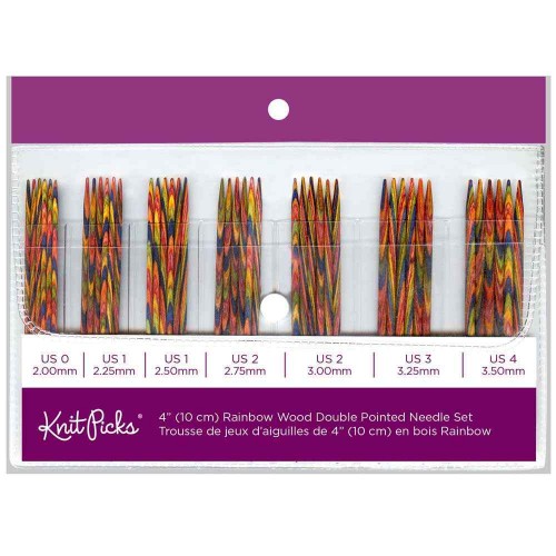 Image de KNIT PICKS Rainbow Wood Ens. d'aiguilles à tricoter double pointe 10cm (4″) - 42mcx