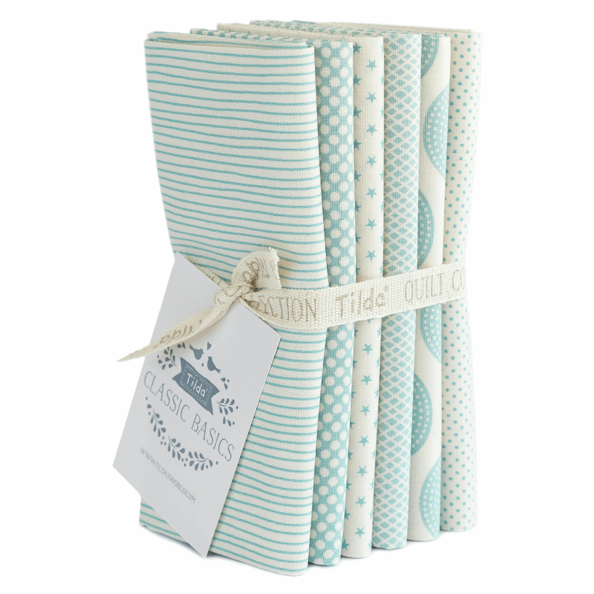 Image de TILDA TEA TOWEL Fat Quarter lot de 6 Tissus - Bleu P&acirc;le
