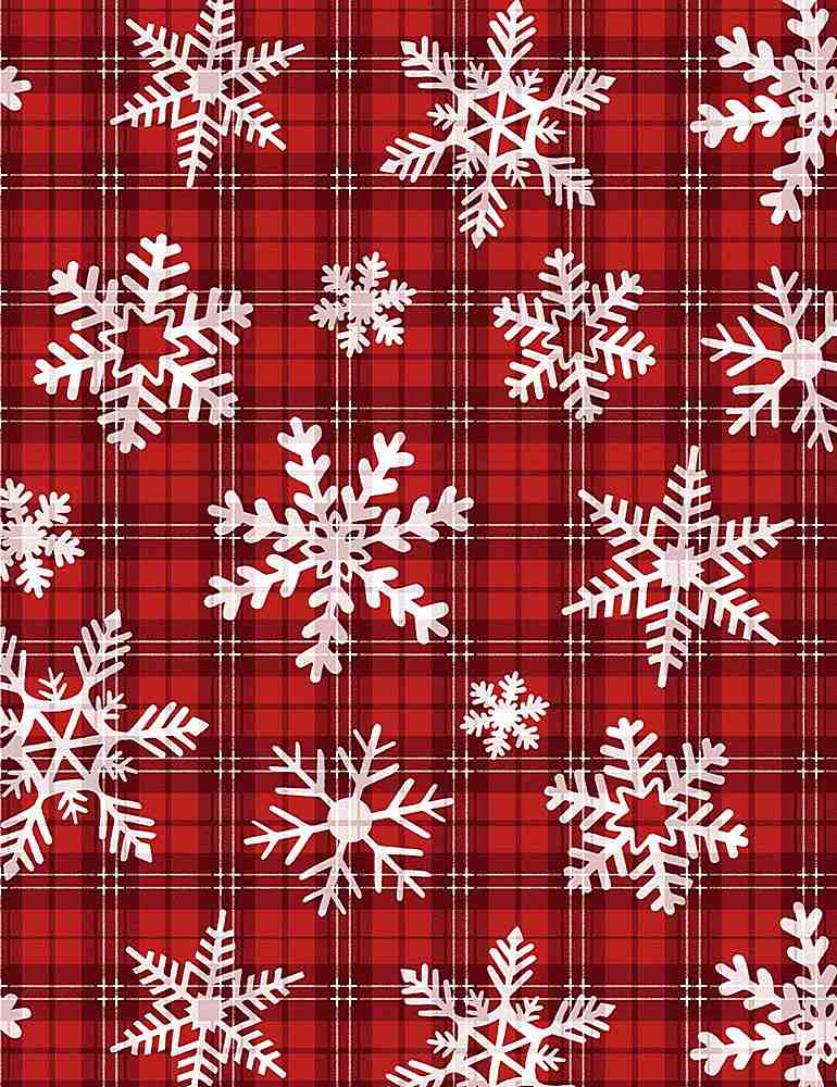 Image de Coton Flocons de Noël Rouge par Timeless Treasure