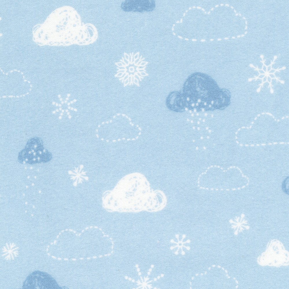 Image de Ciel Nuageux en Hiver Bleu en Flanelle par Robert Kaufman