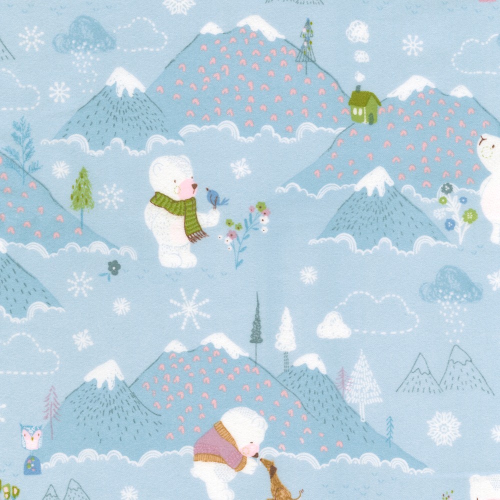 Image de Montganes en Hiver Bleu en Flanelle par Robert Kaufman