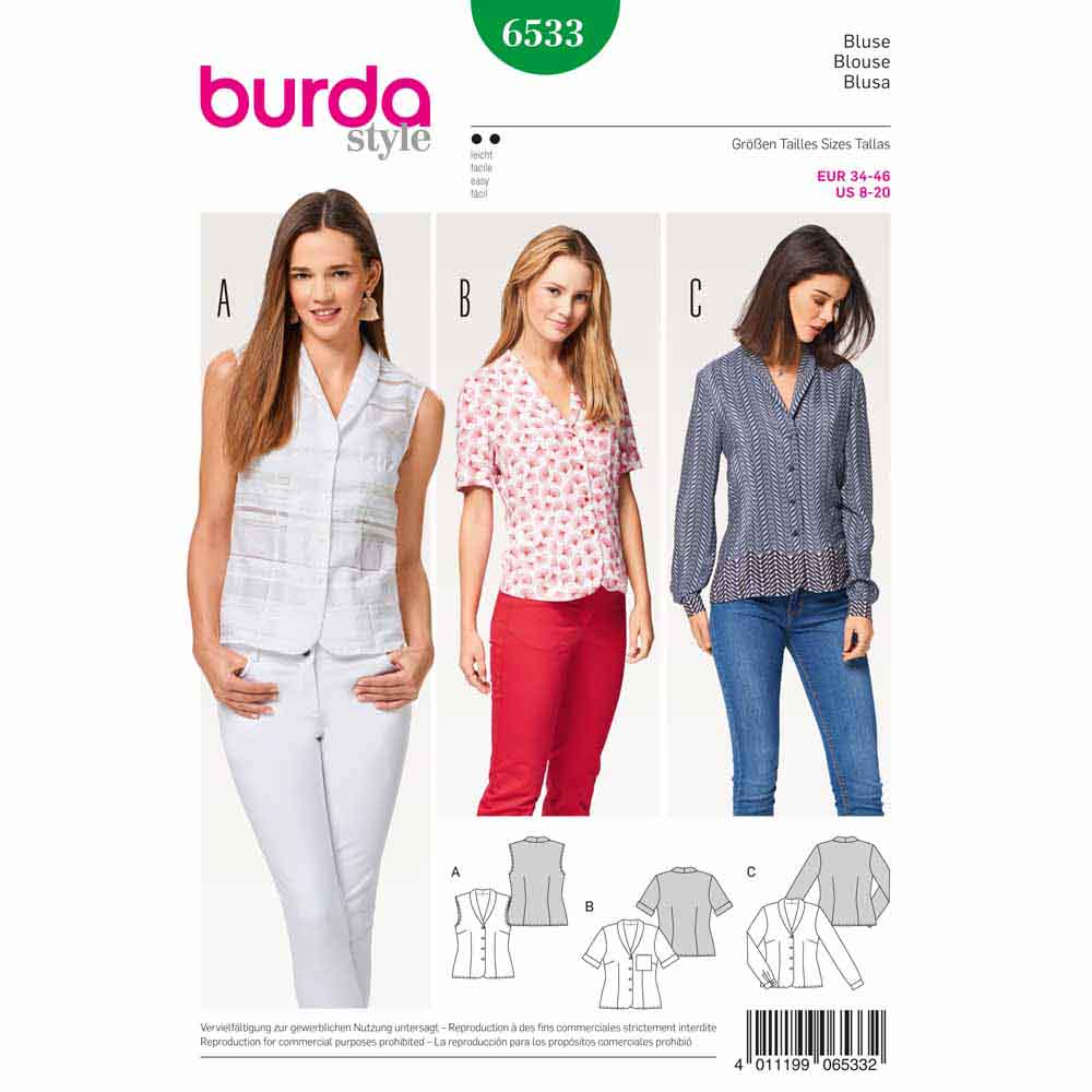 Image de BURDA - 6533 Blouse pour femmes