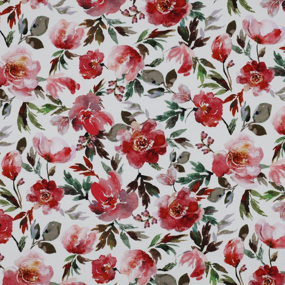 Image de Fleurs aquarelle blanc - Jersey imprim&eacute;