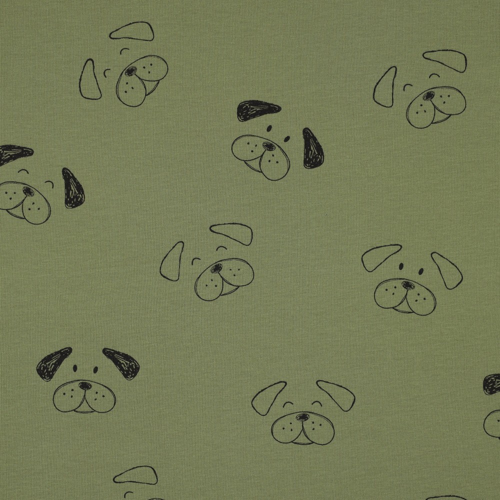 Image de Coton Ouaté chien vert OEKO-TEX