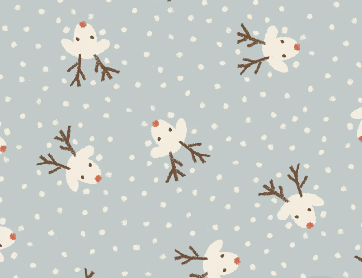Image de Renne & neige- Jersey imprim&eacute; OEKO-TEX
