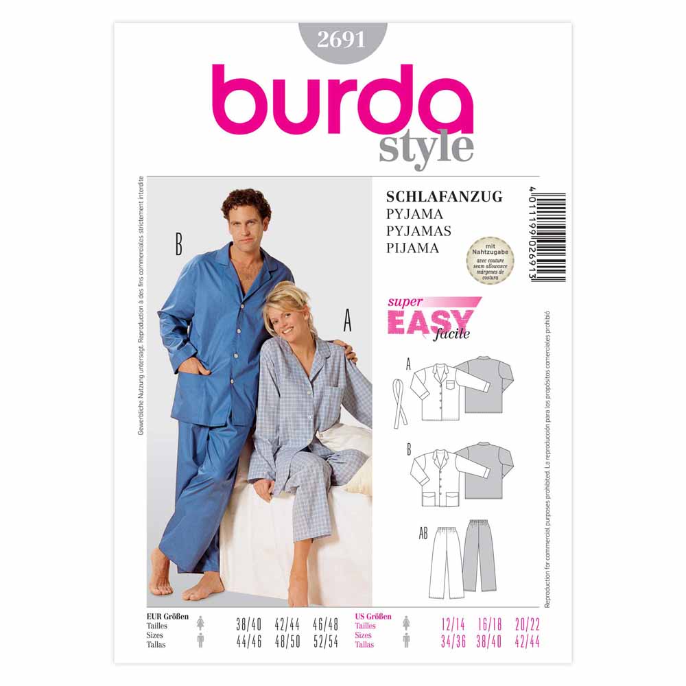 Image de BURDA - 2691 Pyjama unisexe