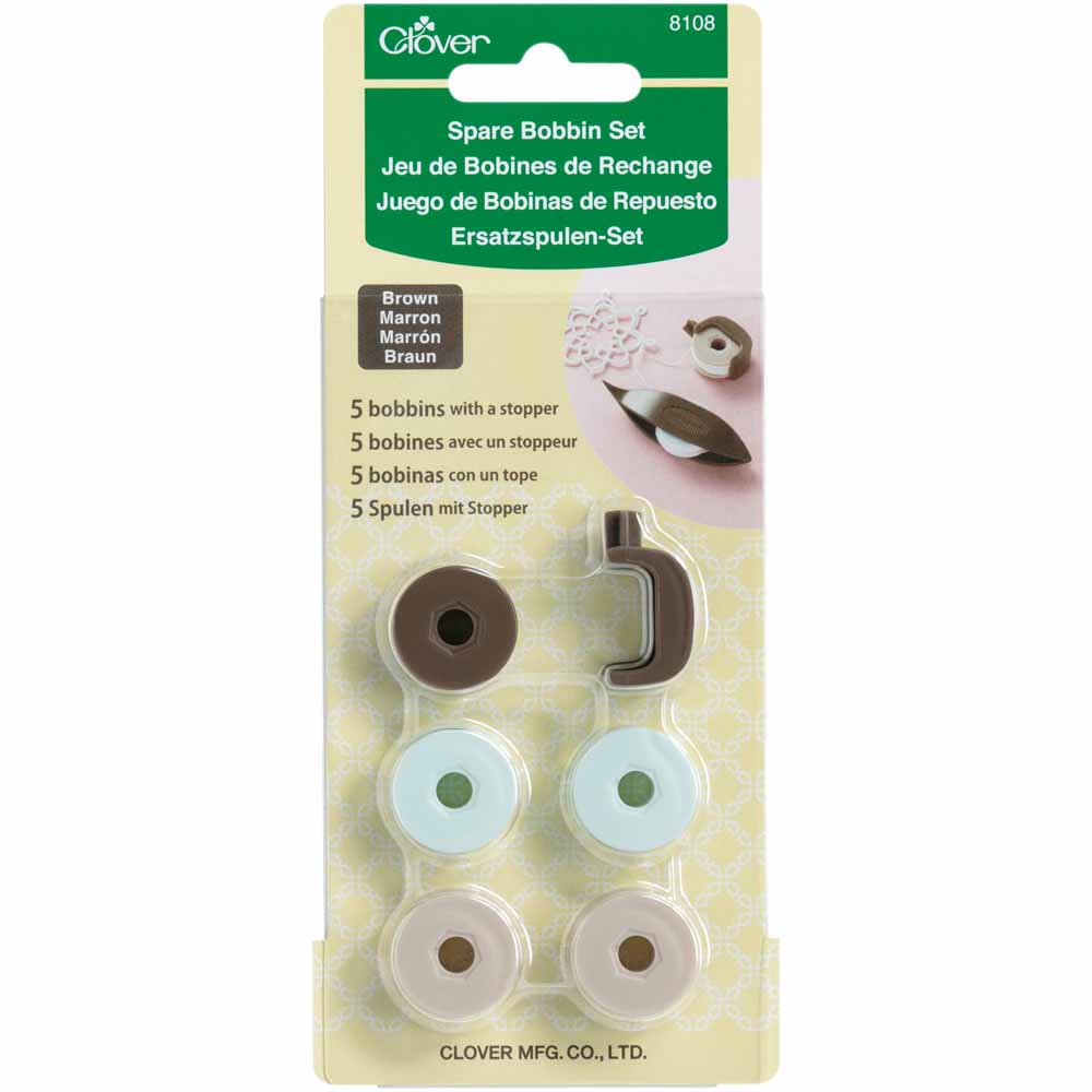 Image de CLOVER - Jeu de bobines de rechange pour navette à dentelle avec bobine - brun - 6mcx.