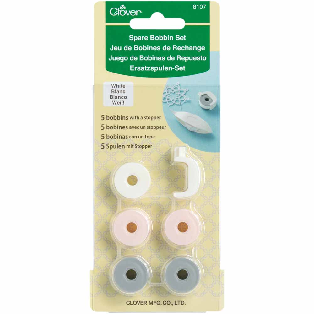 Image de CLOVER - Jeu de bobines de rechange pour navette à dentelle avec bobine - Blanc- 6mcx.