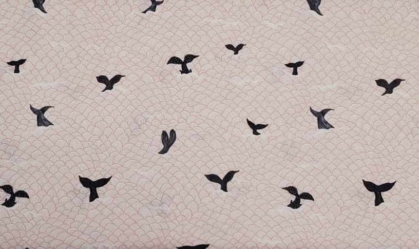 Image de Baleines sur fond Rose- Coton