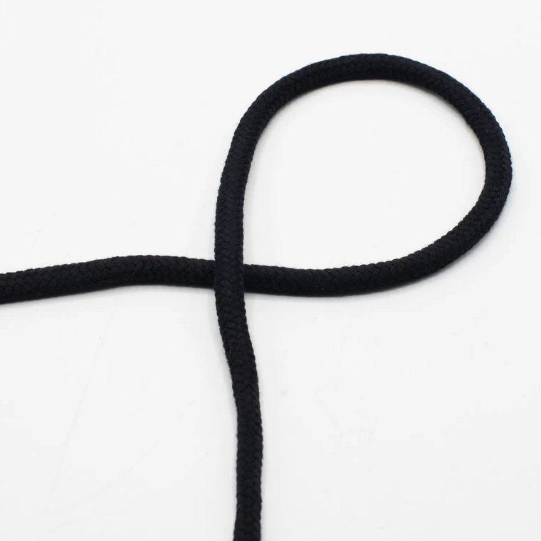 Image de Cordon en coton tissé 8 mm - Noir