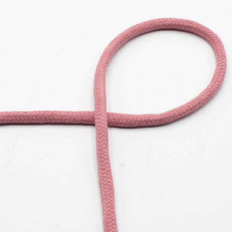 Image de Cordon en coton tissé 8 mm - Vieux rose