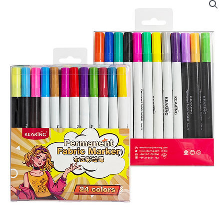 Image de Kearing - Paquet de 24 crayons permanents pour tissu