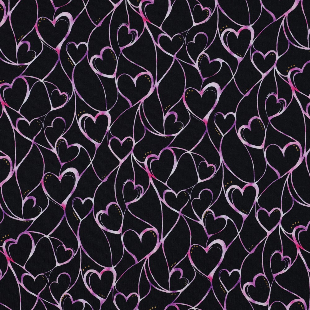 Image de French Terry - Cœurs mauves 1/2 m