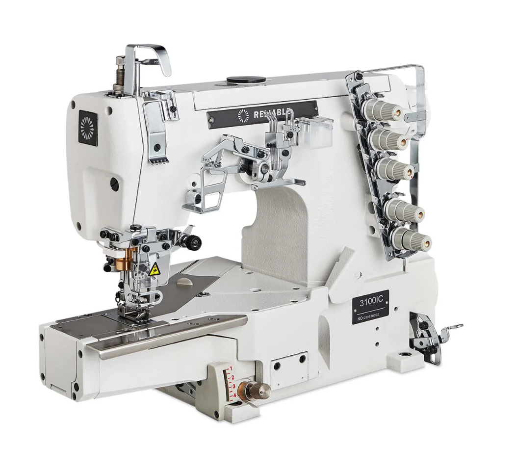 Image de RELIABLE 3100IC Machine à coudre Industrielle Recouvreuse (Coverstitch) à piquer les couvertures de lit cylindrique à entraînement direct