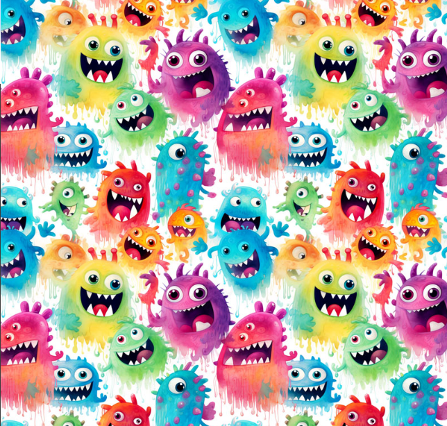 Image de French Terry - Monstres colorés 1/2 m