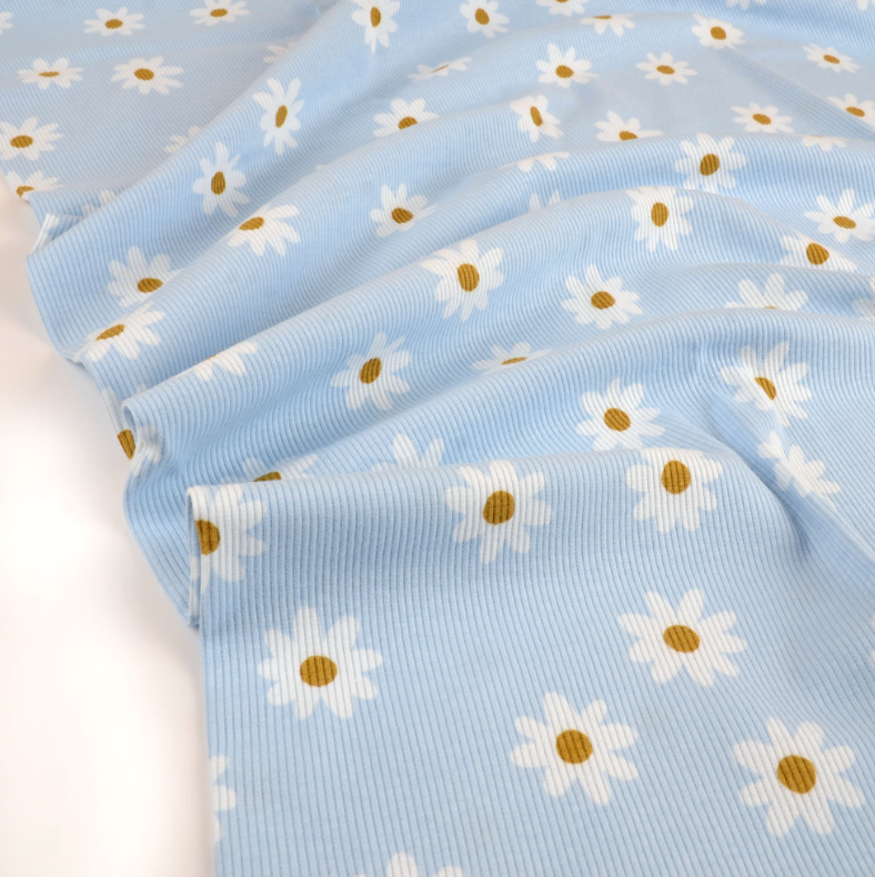 Image de Bord-de-c&ocirc;te - Marguerite / Bleu b&eacute;b&eacute; 1/2 m