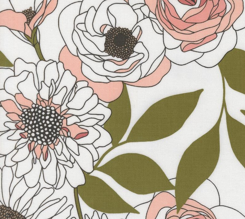 Image de ''Botany'' par Alli K - Fleuri fond blanc / Coton 1/2 m