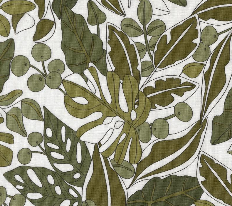 Image de ''Botany'' par Alli K - Monstera fond Blanc / Coton 1/2 m