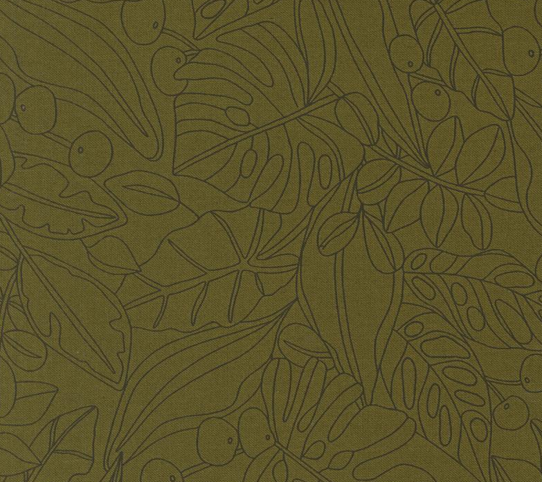Image de ''Botany'' par Alli K - Monstera fond Olive / Coton 1/2 m