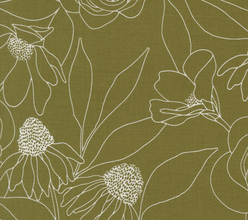 Image de ''Botany'' par Alli K - Fougère fond olive / Coton 1/2 m