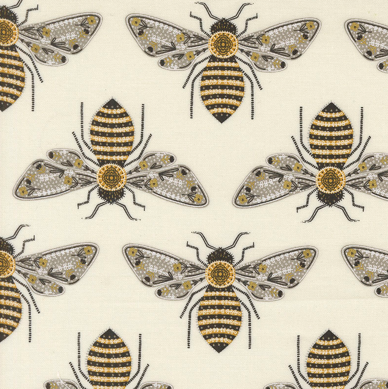 Image de ''Bee Garden'' par Gingiber - Grosses abeilles / Coton 1/2 m