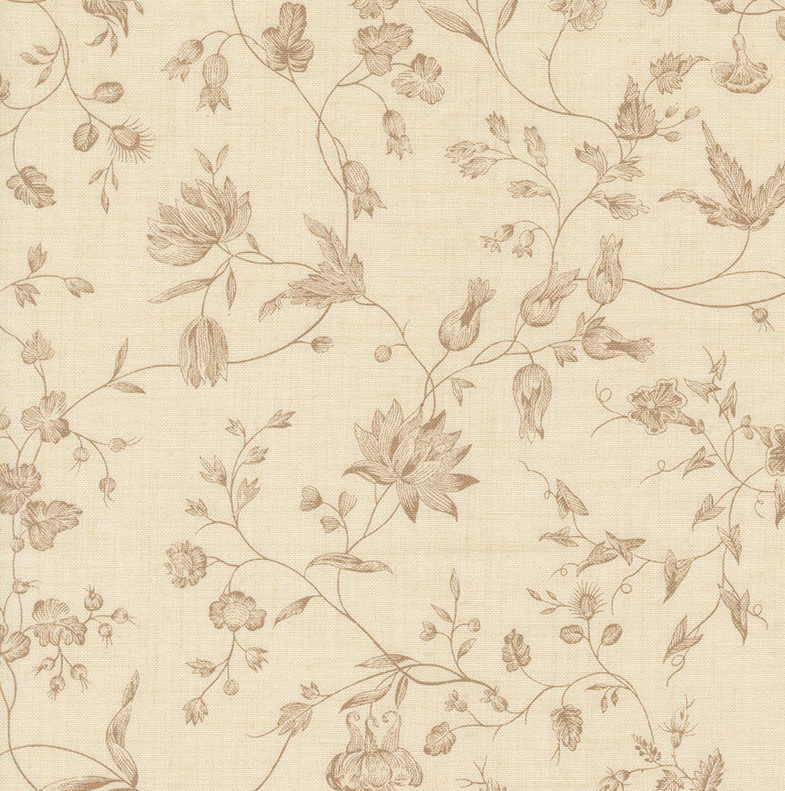 Image de ''Sacré Bleu'' par Moda - Fleurs brunes délicates / Coton 1/2 m