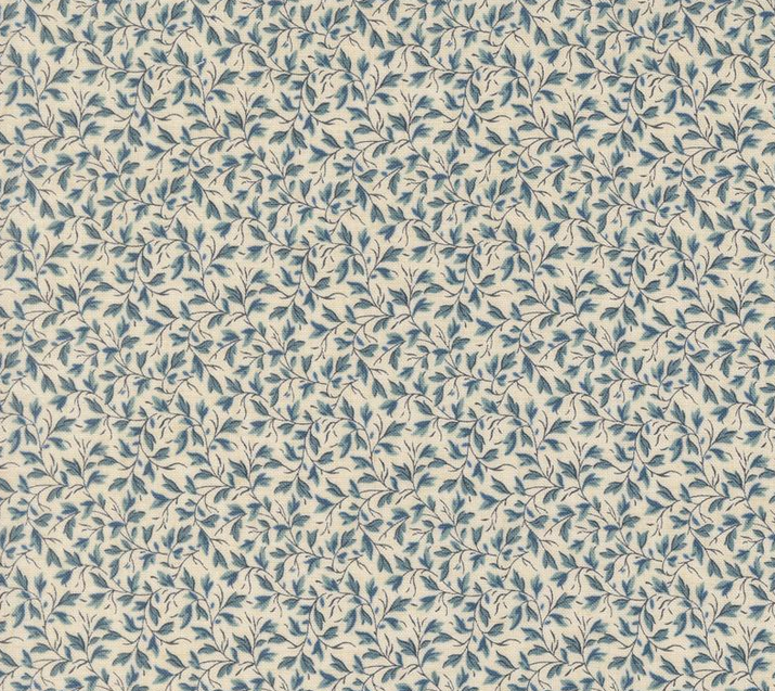 Image de ''Sacré Bleu'' par Moda - Petites feuilles bleues / Coton 1/2 m
