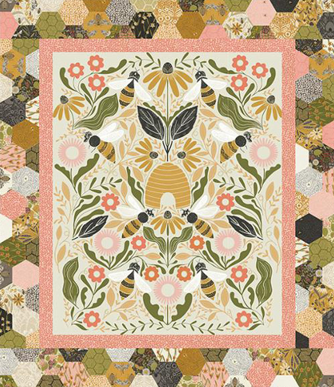 Image de ''Bee Garden'' par Gingiber - Ensemble complet pour courtepointe 50'' x 58''