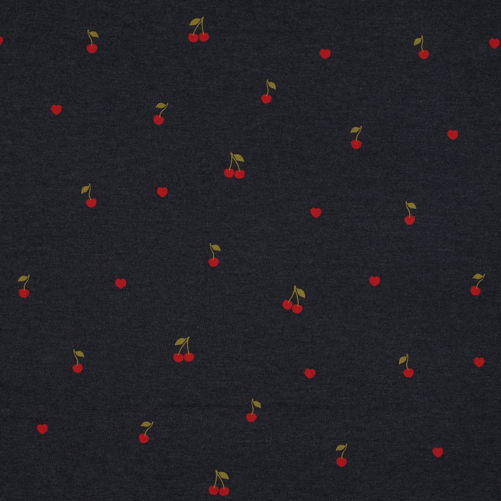 Image de Cerises fond indigo - Jersey 1/2m