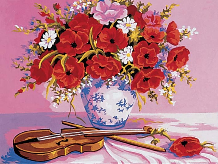Image de Grafitec Canevas 10252 - Violin & Poppies