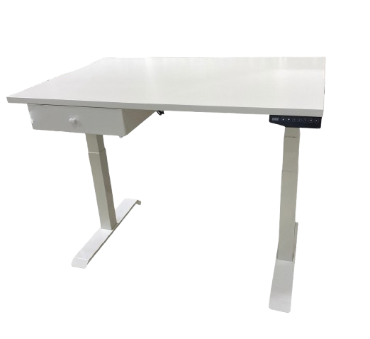 Image de L'atelier &agrave; Many - Table/Bureau Ajustable &eacute;l&eacute;vatrice en m&eacute;lamine avec un tiroirs &ndash; Collection Yanelys (32 po x 48 po)