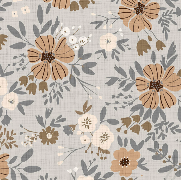 Image de Fleurs neutres - Coton Gabardine 1/2 m