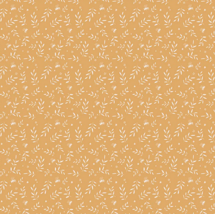 Image de Brise de Fleurs - Abeilles fond orange / Coton 1/2 m