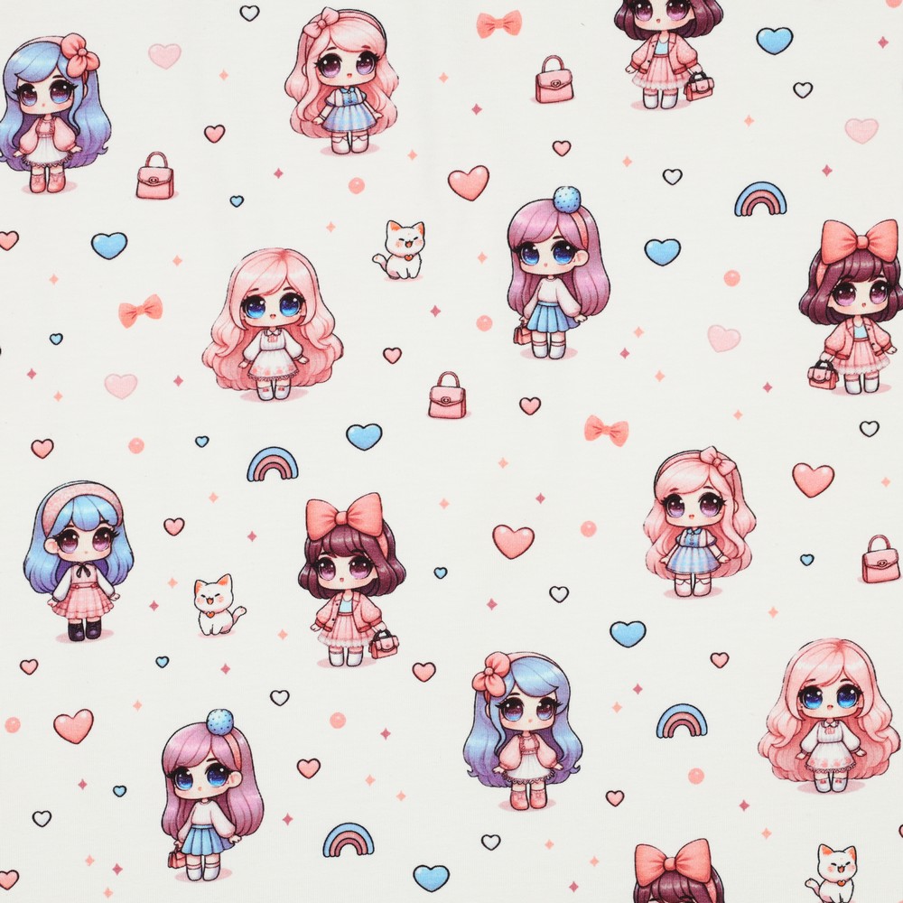 Image de Poupées fond blanc - Jersey 1/2 m