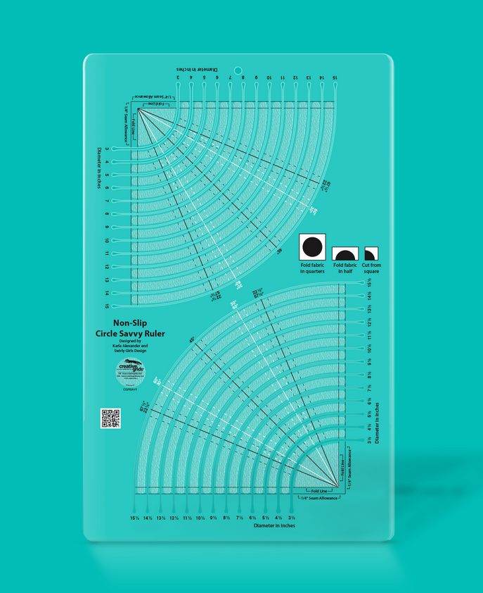 Image de Creative Grids - Règle Circulaire pour Courtepointe Savvy 11-3/4 po x 18-1/2 po # CGRSAV1