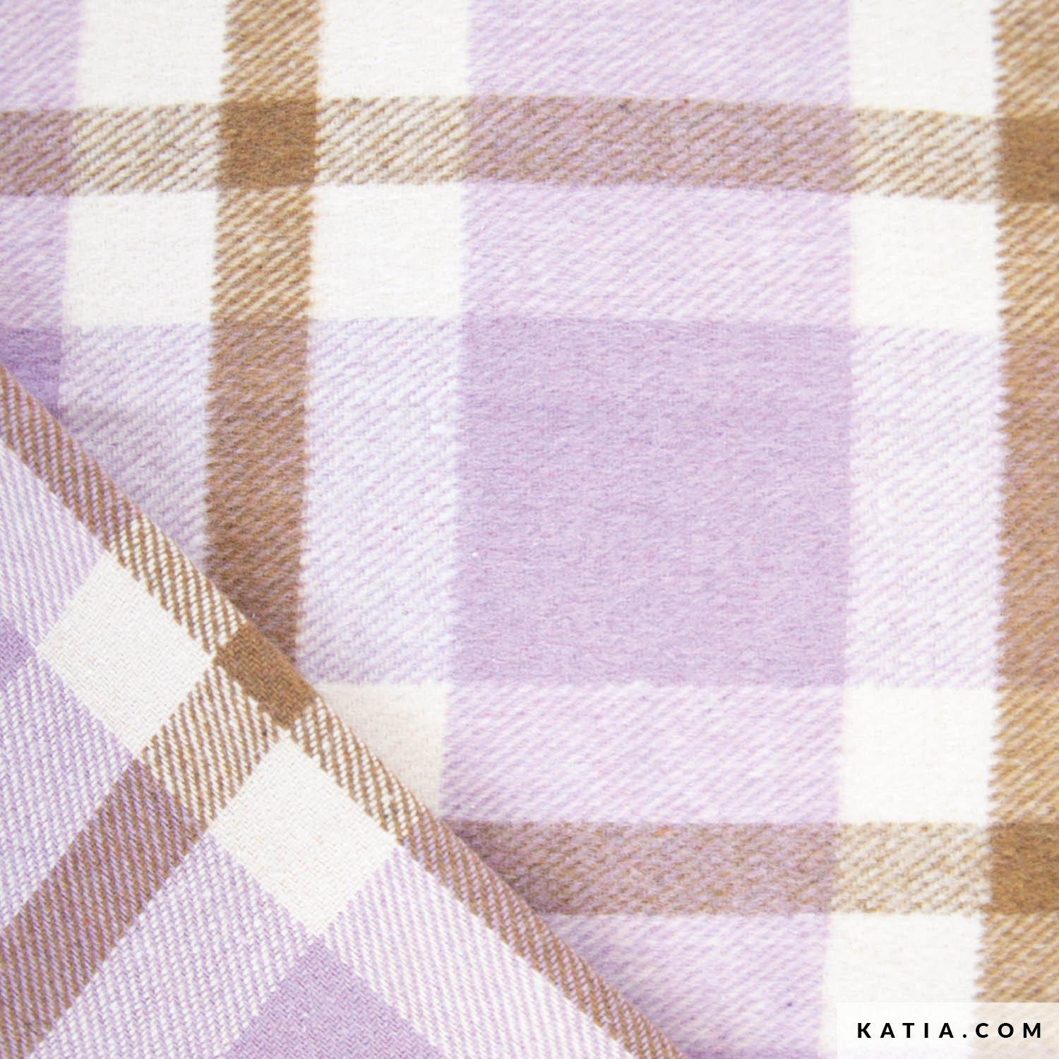 Image de Plaid par Katia Fabrics - Lavande et Caf&eacute; 1/2 m