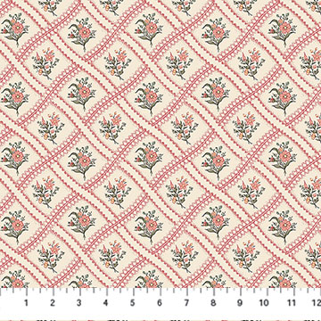 Image de ''Manoir'' par Deborah Ed. / Coton - Carreaux Cr&egrave;me & rouge 1/2 m