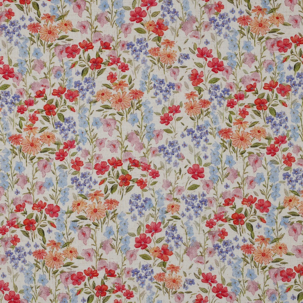 Image de Cr&ecirc;pe de Lin & Viscose  - Fleurs de prairie 1/2 m