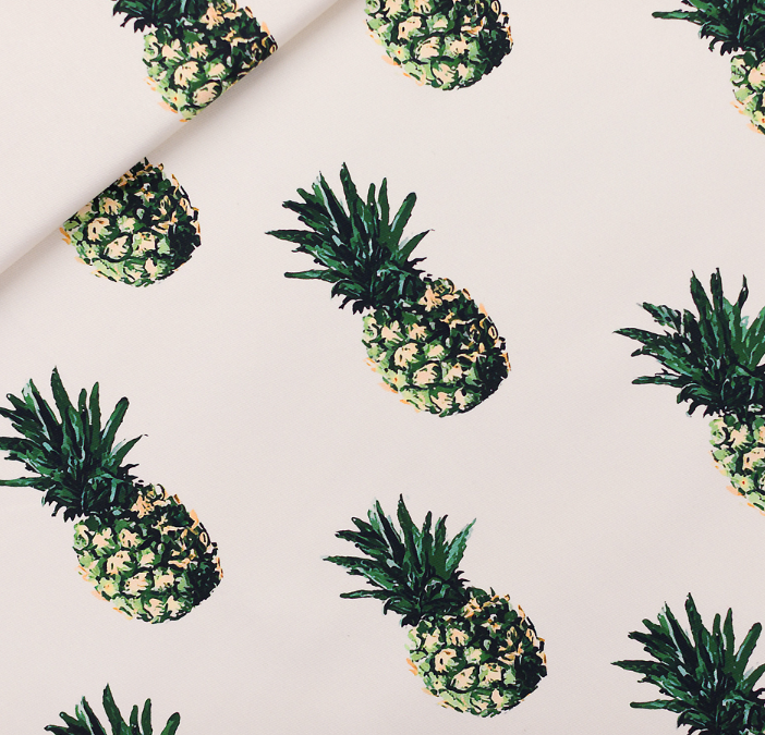 Image de Ananas Papyrus Cr&egrave;me - Toile de Coton Gabardine de SYAS 1/2 m