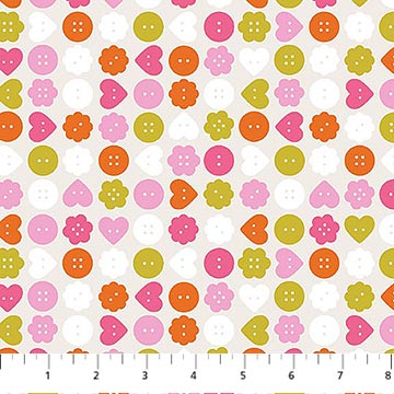 Image de ''Bits & Bobs'' Coton - Boutons cr&egrave;me 1/2 m