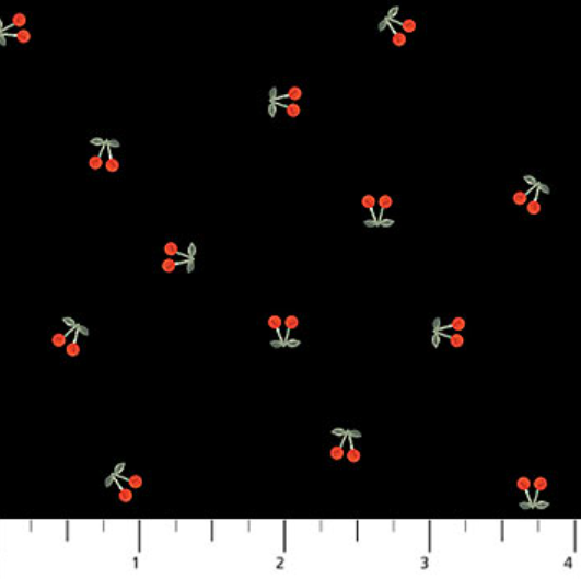 Image de ''Cherry Orchard'' Rayonne - Cerises noires ''Ditsy'' 1/2 m
