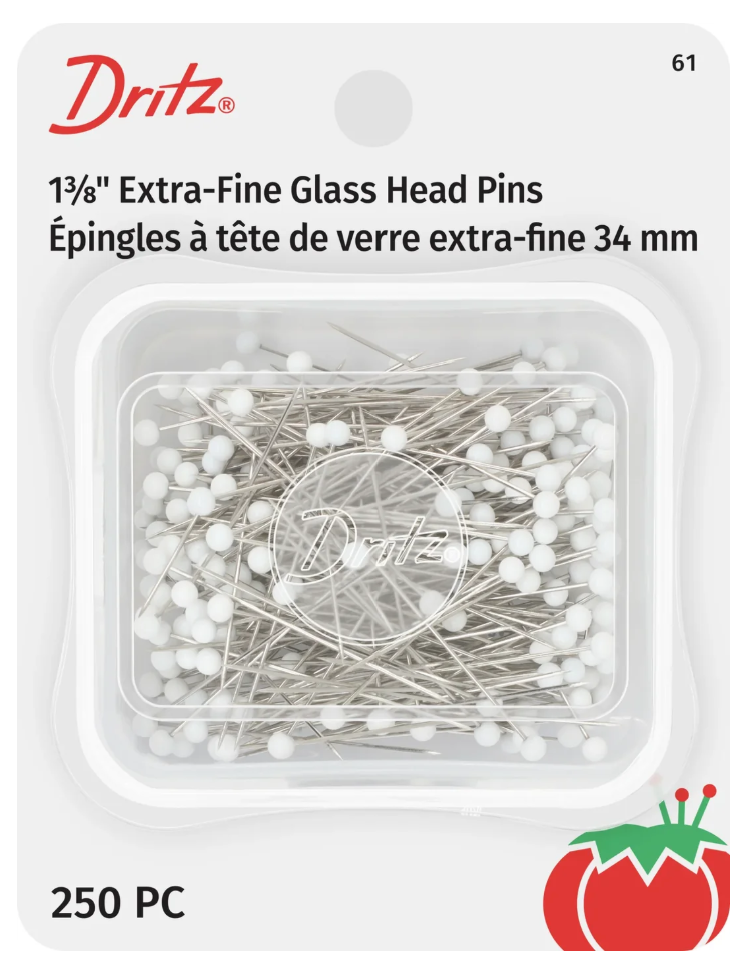 Image de Dritz &Eacute;pingles &agrave; matelasser &agrave; t&ecirc;te en verre extra-fine, 34 mm (250pcs)